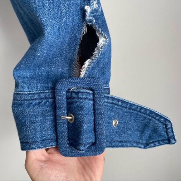 Marques Almeida Belted Cropped Raw Hem Denim Jacket Large - Picture 6 of 8